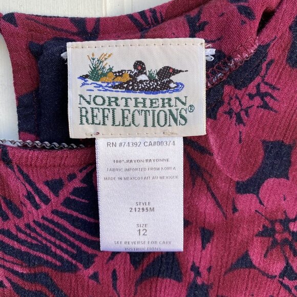 Vintage Northern Reflections Floral Midi Dress – 90s Y2K Burgundy – Size 12 - Picture 11 of 13